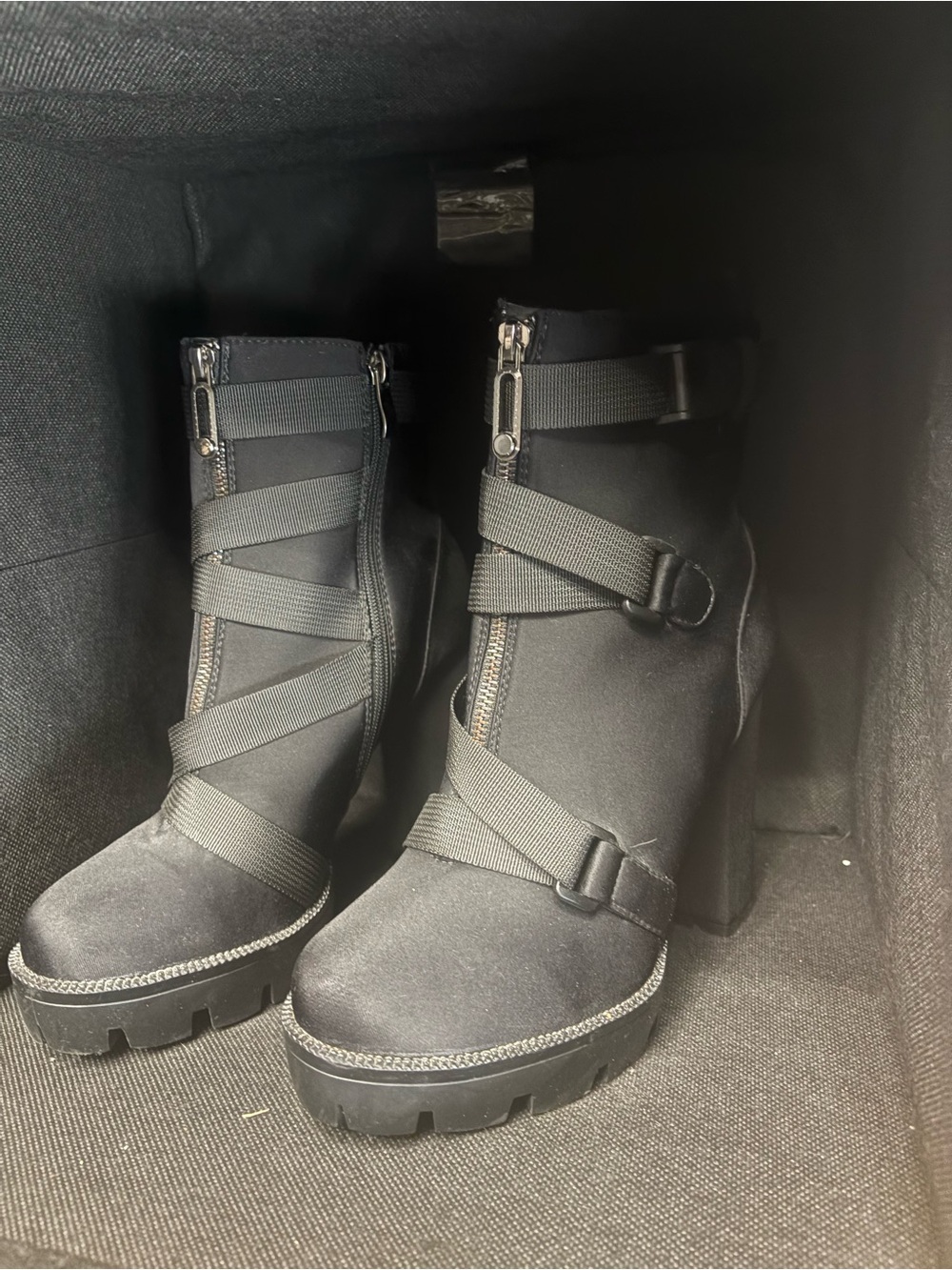 Black Women's Strappy Platform Ankle Boots